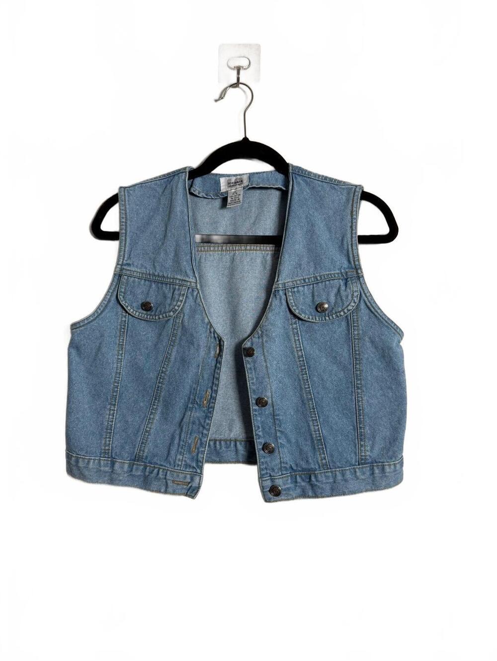 Vintage Light Blue Cropped Denim Vest